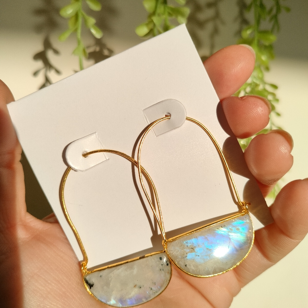 🌹The Quiet Luxury Collection🌹 Real Moonstone Gold Plated Earrings - Picture 7 of 17